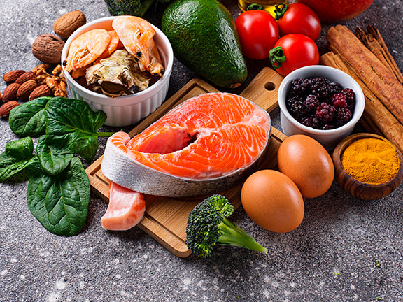 Picture of healthy gluten free, grain free, low carb foods that help your mental and physical health