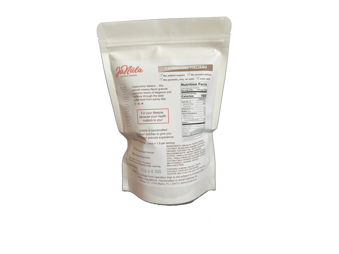8oz bag of Cappuccino Italiano granola from the back