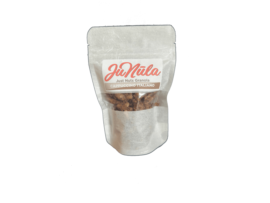 Photo of a 2oz bag of Cappuccino Italiano granola from the front