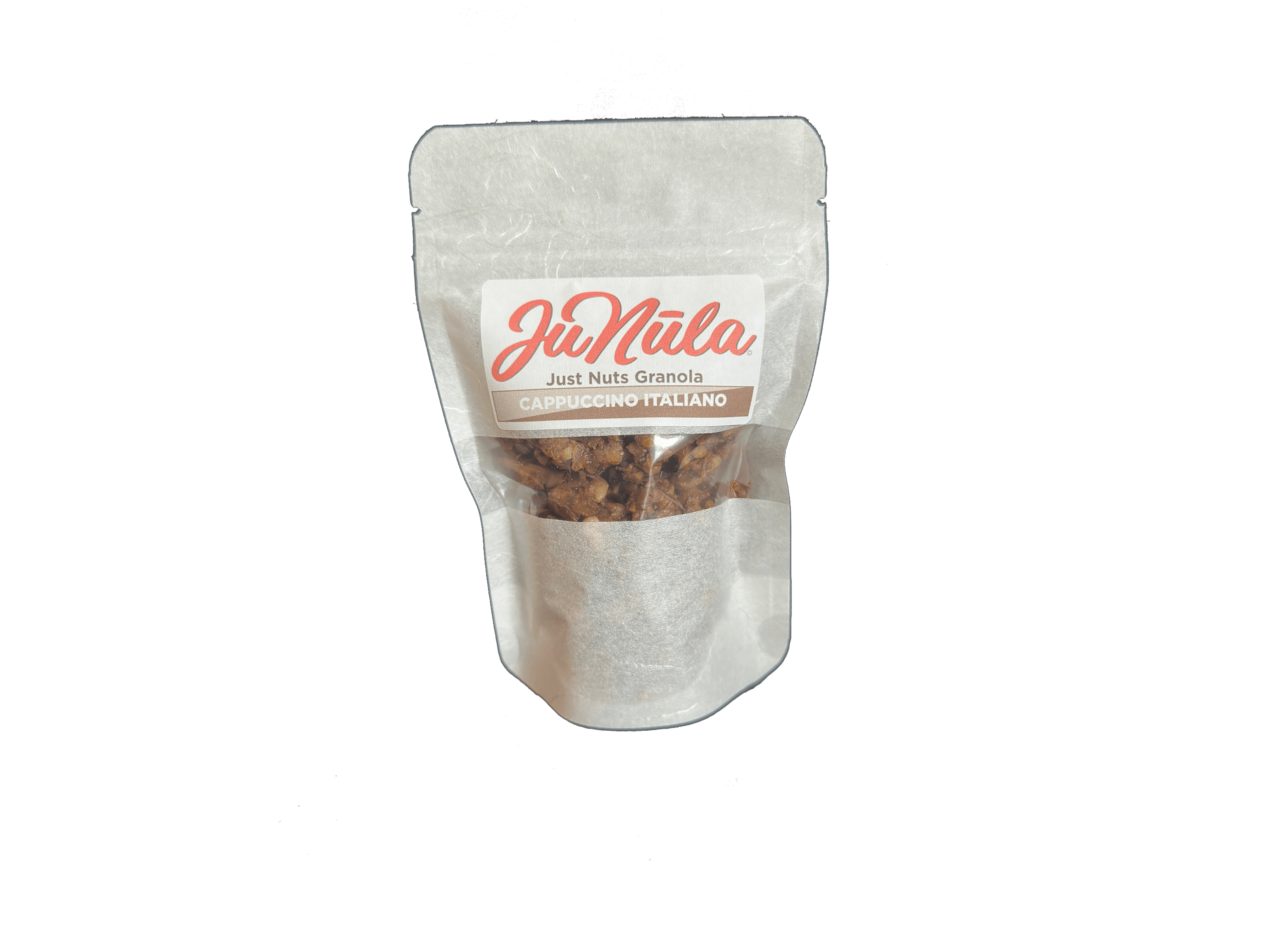 Photo of a 2oz bag of Cappuccino Italiano granola from the front