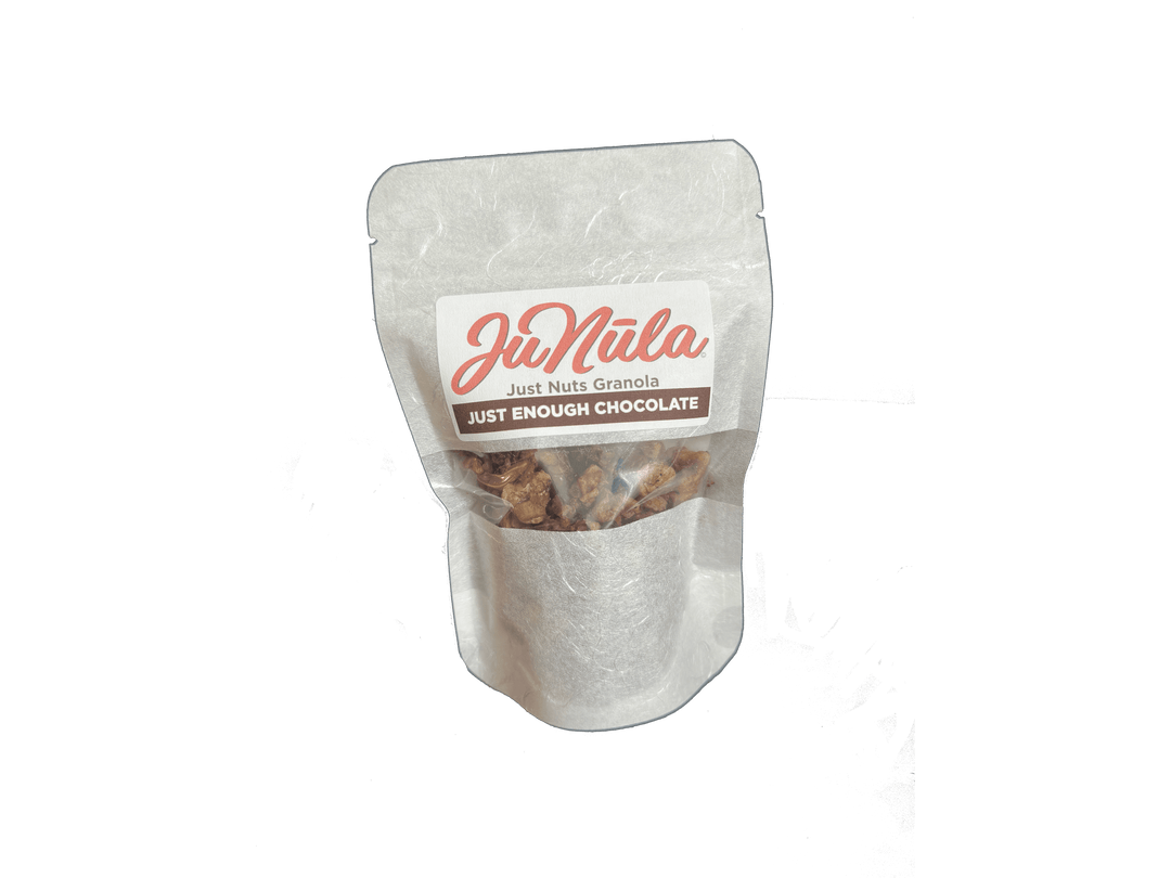2oz bag of Just Enough Chocolate granola from the front