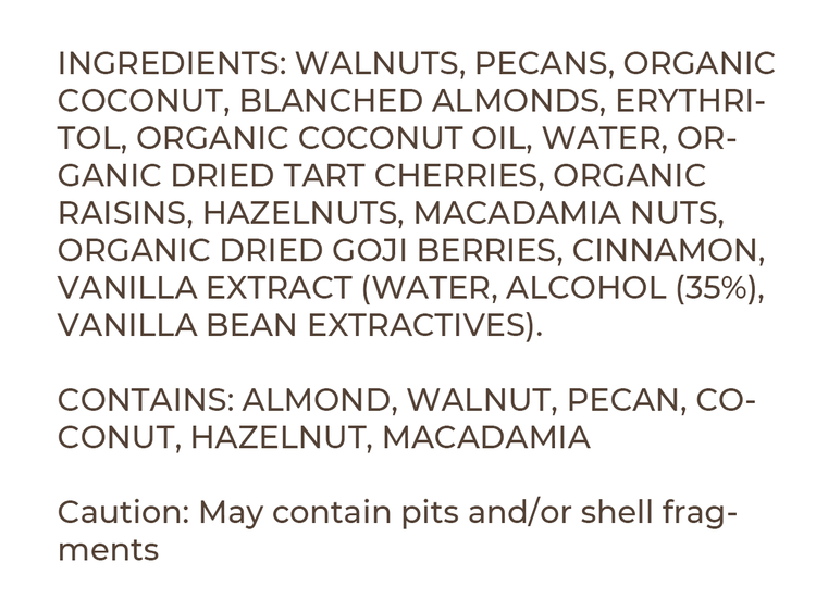 Cherry Berry granola ingredient list