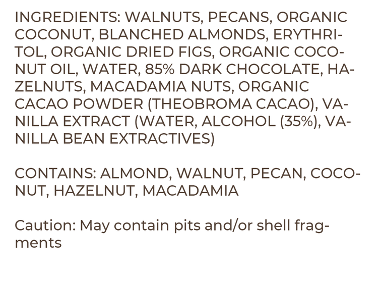Just Enough Chocolate ingredient list
