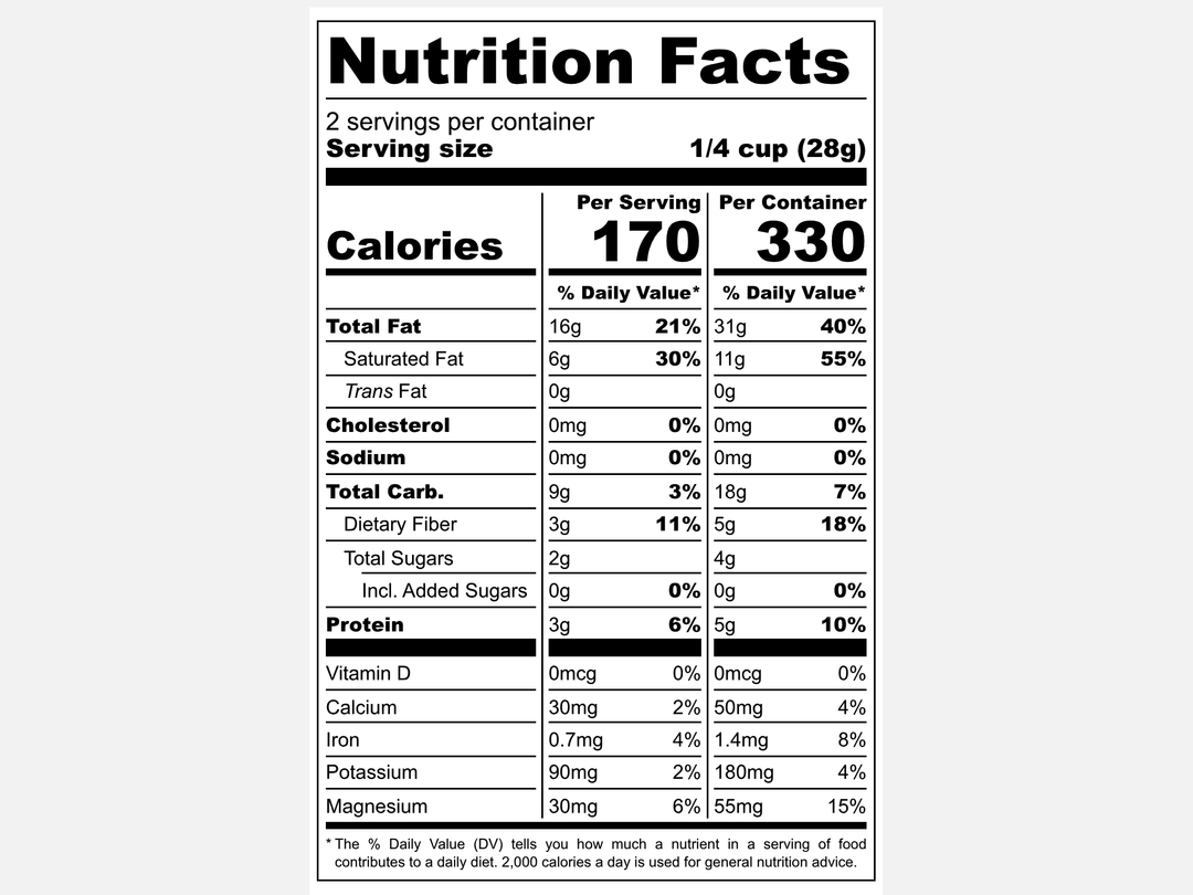 Tropical Sunrise granola nutrition facts