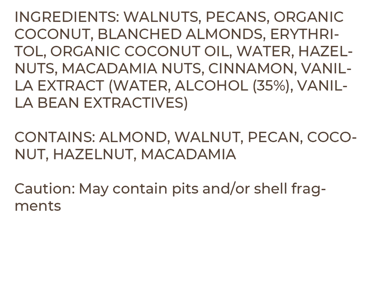 Plainly Perfect granola list of ingredients
